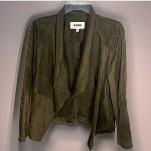 BB Dakota Jacket Faux Suede Nanette Cascade Drape Front Women’s M Grey Green